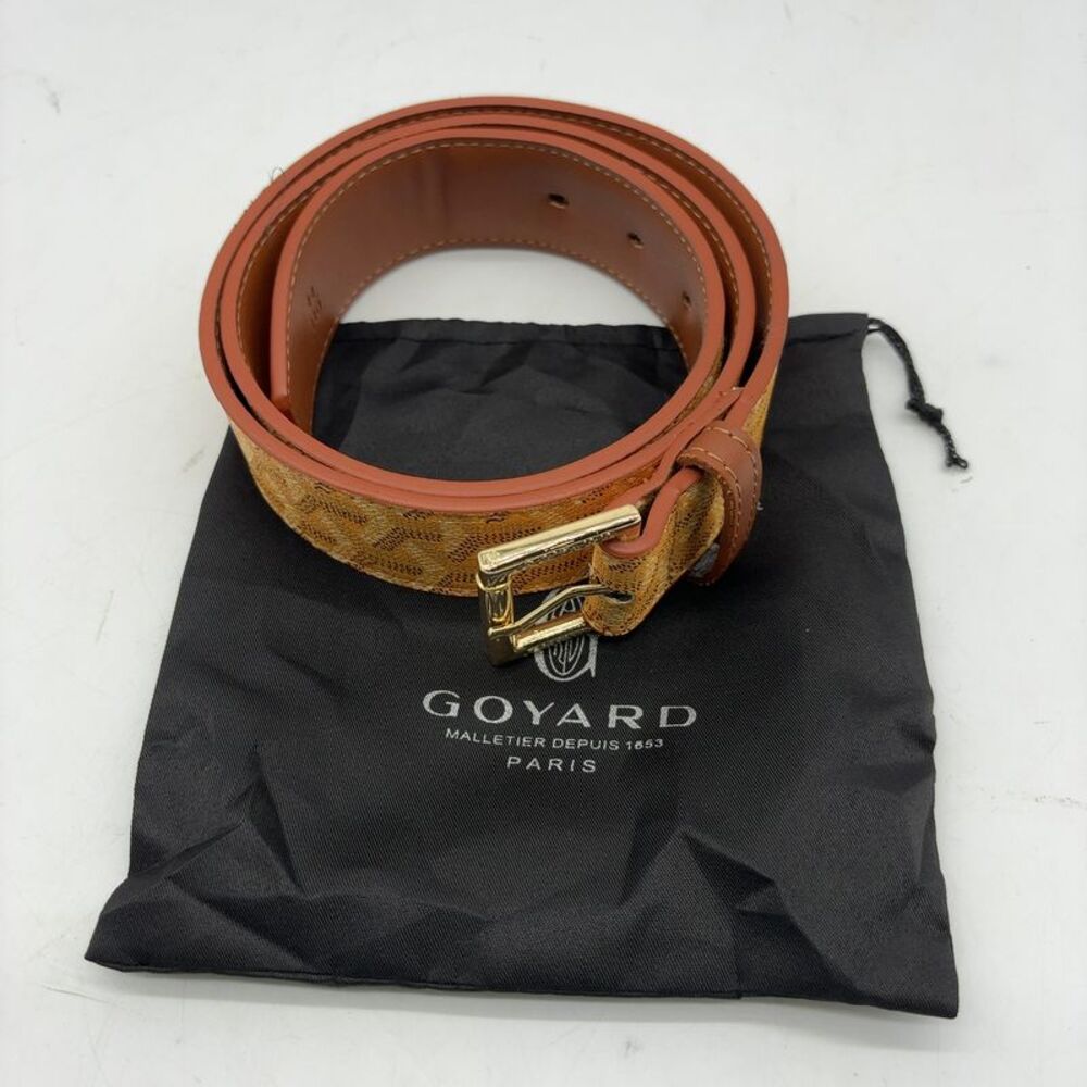 Goyard Orange Goyardine Belt with Gold-Tone Buckle